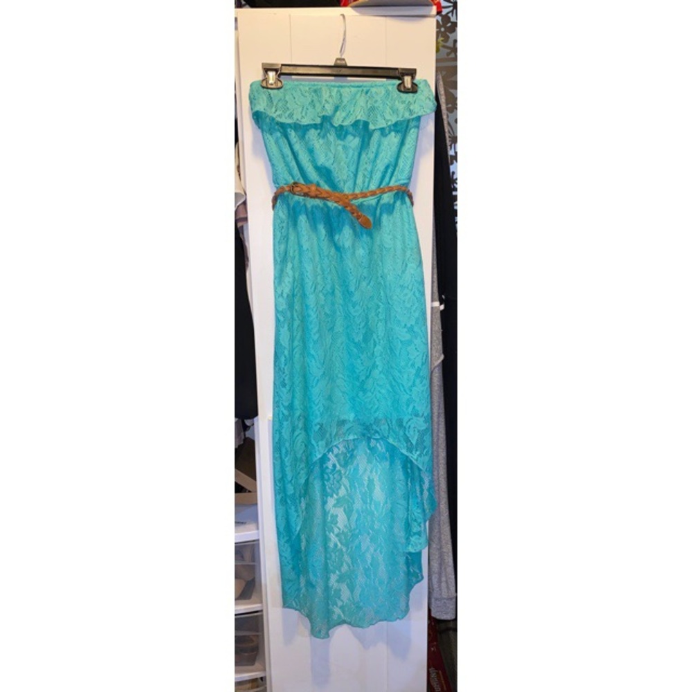 Trixxi Mint Green Lace High Low Dress w/ Belt - S